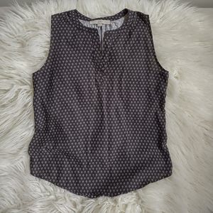 LOFT Sleeveless Top Medium Petite Gray Print MP